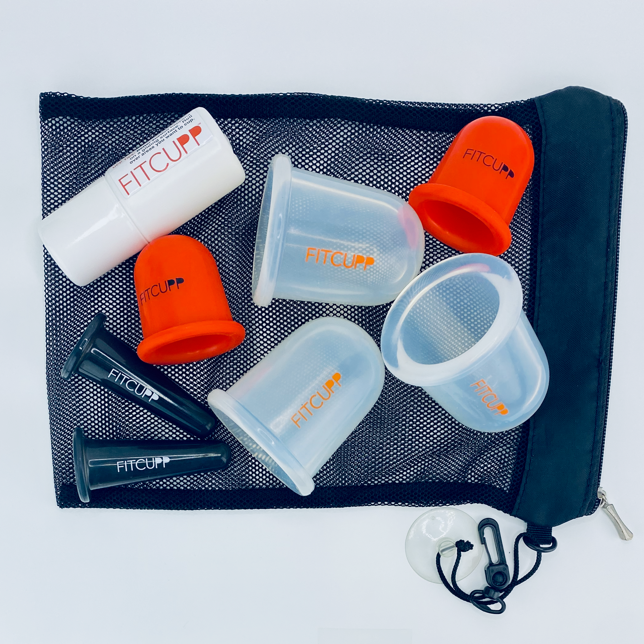 For those who want to make the most of their health and time! Fitcupp® FitKit Pro gives you the power to address multiple areas on the body at the same time! Three large Fitcupp®, two small Fitcupp®, 2 Fitcupp® cone cupps and oil will have you prepped for your workout, on the road to quick recovery, prevent and smooth cellulite and address specific issues such as digestion, breast health, sinus discomfort, wrinkles and headaches! 